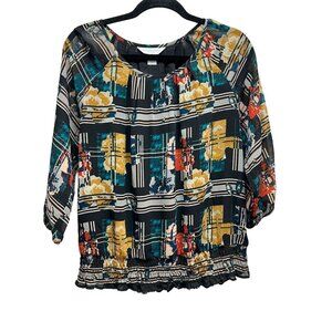 Christopher‎ & Banks Women's Petite Blouse Abstract Print P/M